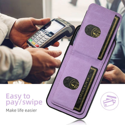 For iPhone 16 Suteni H03 Litchi Leather Card Bag Stand Back Phone Case(Purple) - iPhone 16 Cases by Suteni | Online Shopping UK | buy2fix