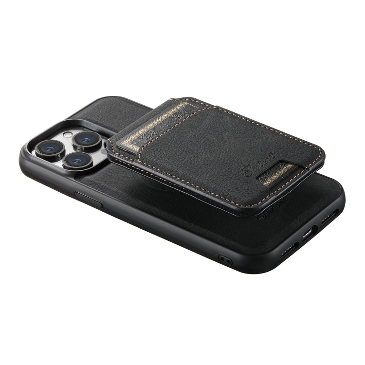 For iPhone 12 Pro Max Suteni H17 Litchi Texture Leather MagSafe Detachable Wallet Phone Case(Black) - iPhone 12 Pro Max Cases by Suteni | Online Shopping UK | buy2fix
