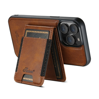 For iPhone 12 Pro Suteni H17 Oil Eax Leather MagSafe Detachable Wallet Phone Case(Brown) - iPhone 12 / 12 Pro Cases by Suteni | Online Shopping UK | buy2fix