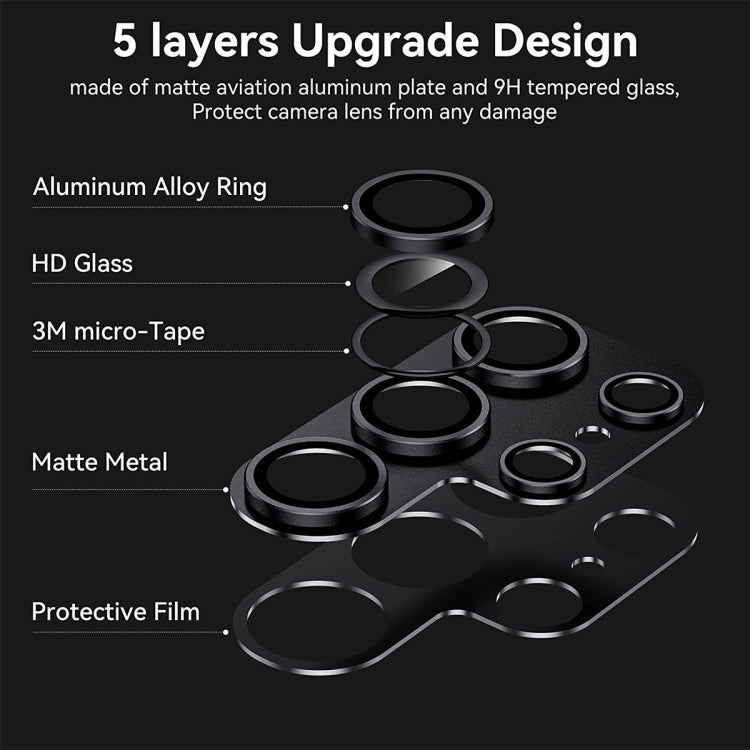 For Samsung Galaxy S24 Ultra 5G ENKAY Hat-Prince AR Aluminium Alloy Tempered Glass Camera Lens Film(Black) - Galaxy S24 Ultra 5G Tempered Glass by ENKAY | Online Shopping UK | buy2fix