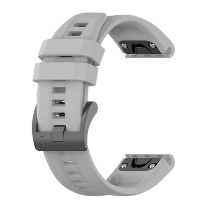 For Garmin Quatix 7 Pro Solid Color Black Buckle Silicone Quick Release Watch Band(Gray) - Watch Bands by buy2fix | Online Shopping UK | buy2fix