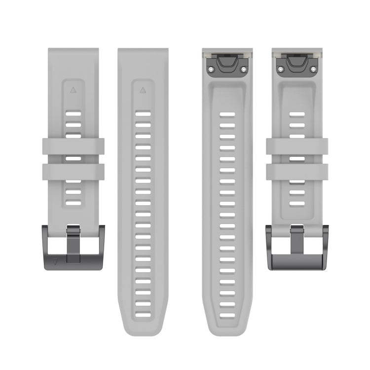 For Garmin Quatix 7 Pro Solid Color Black Buckle Silicone Quick Release Watch Band(Gray) - Watch Bands by buy2fix | Online Shopping UK | buy2fix