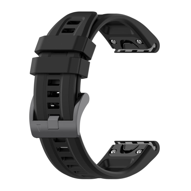 For Garmin Fenix 7 Solar / Sapphire Solar Solid Color Black Buckle Silicone Quick Release Watch Band(Black) - Watch Bands by buy2fix | Online Shopping UK | buy2fix