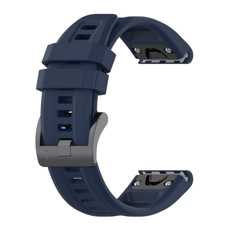 For Garmin Fenix 7 Solar / Sapphire Solar Solid Color Black Buckle Silicone Quick Release Watch Band(Dark Blue) - Watch Bands by buy2fix | Online Shopping UK | buy2fix