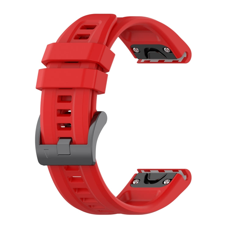 For Garmin Descent G1 / G1 Solar Solid Color Black Buckle Silicone Quick Release Watch Band(Red) - Watch Bands by buy2fix | Online Shopping UK | buy2fix