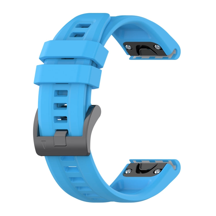 For Garmin Instinct 2 / Instinct Solid Color Black Buckle Silicone Quick Release Watch Band(Sky Blue) - Watch Bands by buy2fix | Online Shopping UK | buy2fix