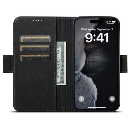 For iPhone 14 SUTENI J07 Multifunctional Horizontal Flip Magsafe Leather Phone Case(Black) - iPhone 14 Cases by Suteni | Online Shopping UK | buy2fix