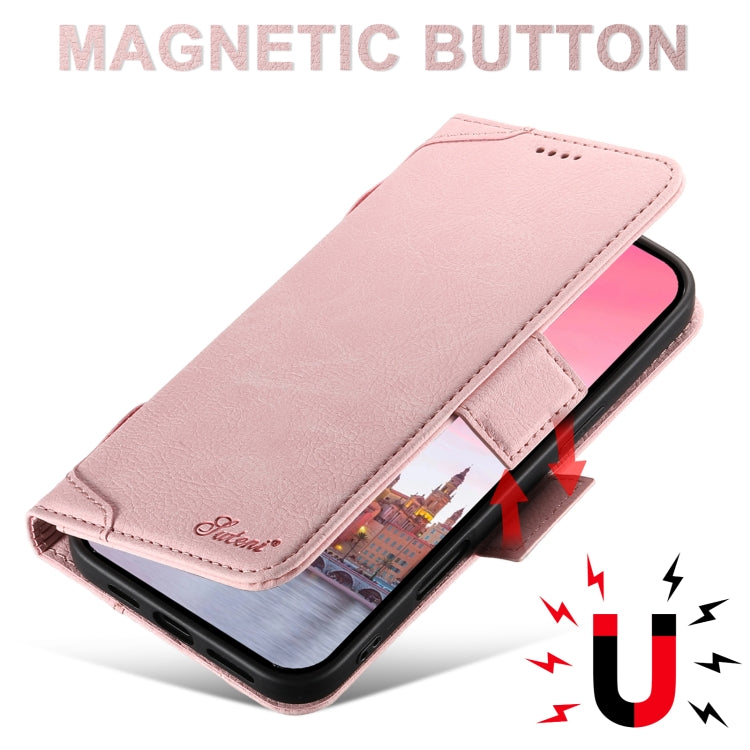 For iPhone 16 SUTENI J07 Multifunctional Horizontal Flip Magsafe Leather Phone Case(Pink) - iPhone 16 Cases by Suteni | Online Shopping UK | buy2fix