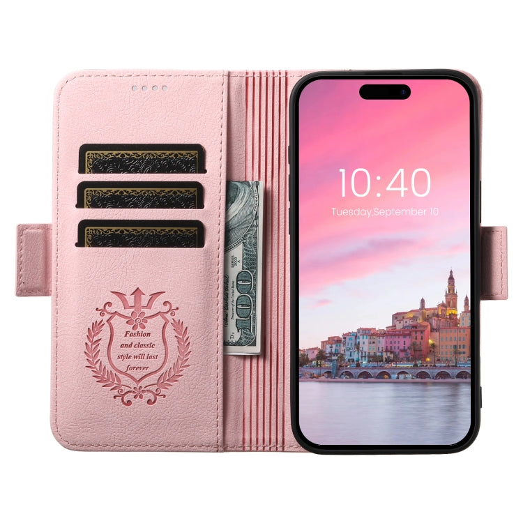 For iPhone 16 SUTENI J07 Multifunctional Horizontal Flip Magsafe Leather Phone Case(Pink) - iPhone 16 Cases by Suteni | Online Shopping UK | buy2fix