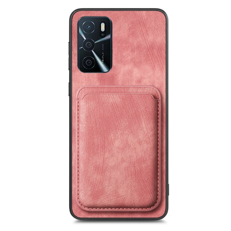 For OPPO A1 5G Retro Leather Card Bag Magnetic Phone Case(Pink) - OPPO Cases by buy2fix | Online Shopping UK | buy2fix