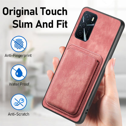 For OPPO Reno8 T 5G Retro Leather Card Bag Magnetic Phone Case(Pink) - OPPO Cases by buy2fix | Online Shopping UK | buy2fix