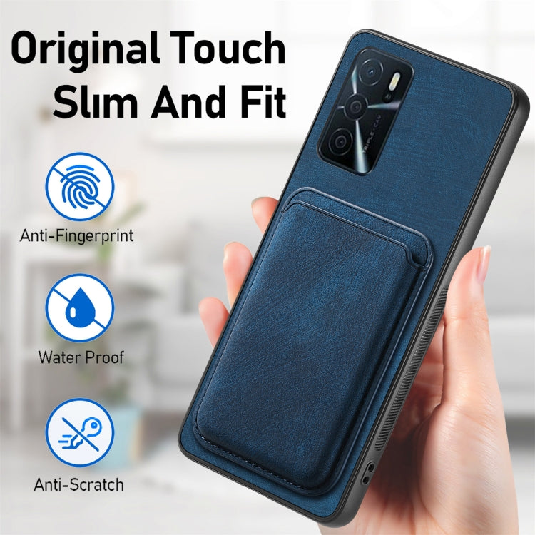 For OPPO Reno9 Pro+ 5G Retro Leather Card Bag Magnetic Phone Case(Blue) - OPPO Cases by buy2fix | Online Shopping UK | buy2fix