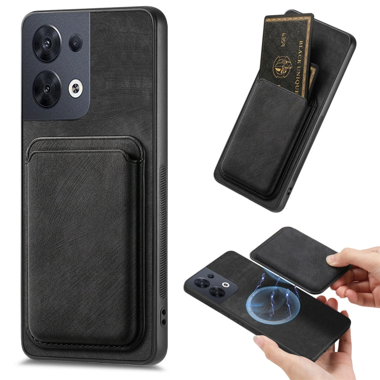 For OPPO Reno8 5G Retro Leather Card Bag Magnetic Phone Case(Black) - OPPO Cases by buy2fix | Online Shopping UK | buy2fix