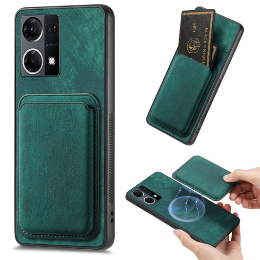 For OPPO Reno7 4G Retro Leather Card Bag Magnetic Phone Case(Green) - OPPO Cases by buy2fix | Online Shopping UK | buy2fix