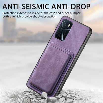 For OPPO A5 Retro Leather Card Bag Magnetic Phone Case(Purple) - OPPO Cases by buy2fix | Online Shopping UK | buy2fix