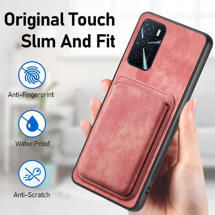 For OPPO Reno7 Z 5G/F21 Pro 5G Retro Leather Card Bag Magnetic Phone Case(Pink) - OPPO Cases by buy2fix | Online Shopping UK | buy2fix