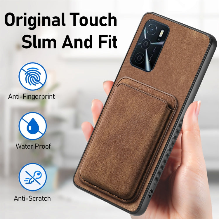 For OPPO A53 / A53S Retro Leather Card Bag Magnetic Phone Case(Brown) - OPPO Cases by buy2fix | Online Shopping UK | buy2fix