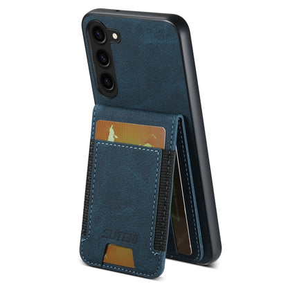 For Samsuny Galaxy S23+ 5G Suteni H03 Litchi Leather Card Bag Stand Back Phone Case(Blue) - Galaxy S23+ 5G Cases by Suteni | Online Shopping UK | buy2fix