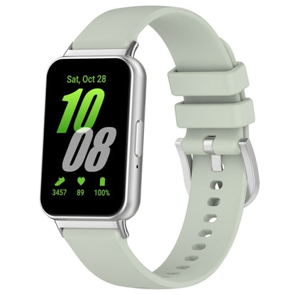 For Samsung Galaxy Fit 3 SM-R390 Metal Connector Liquid Glossy Silicone Watch Band(Green) - Watch Bands by buy2fix | Online Shopping UK | buy2fix