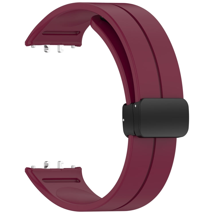 For Samsung Galaxy Fit 3 SM-R390 Magnetic Folding Buckle Silicone Watch Band(Wine Red) - Watch Bands by buy2fix | Online Shopping UK | buy2fix