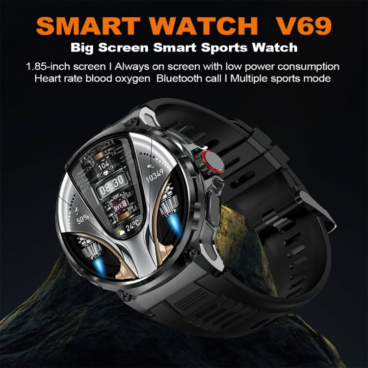 V69 1.85 inch Color Screen Smart Watch, Support Bluetooth Call / Heart Rate / Blood Pressure / Blood Oxygen Monitoring(Silver) - Smart Watches by buy2fix | Online Shopping UK | buy2fix
