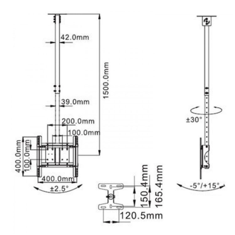 NB T560-15 Telescopic TV Hanger 32-65 inch LCD Television Ceiling Bracket - TV Brackets & Mounts by buy2fix | Online Shopping UK | buy2fix