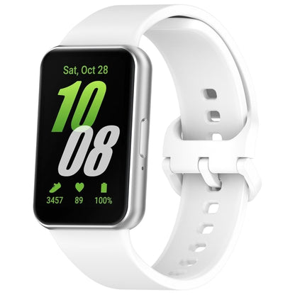For Samsung Galaxy Fit 3 Solid Color Colorful Buckle Silicone Watch Band(White) - Watch Bands by buy2fix | Online Shopping UK | buy2fix