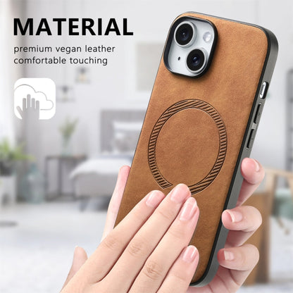 For iPhone 16 Plus Solid Color Retro Magsafe PU Back Cover Phone Case(Brown) - iPhone 16 Plus Cases by buy2fix | Online Shopping UK | buy2fix