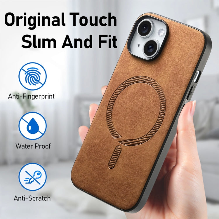 For iPhone 16 Pro Max Solid Color Retro Magsafe PU Back Cover Phone Case(Brown) - More iPhone Cases by buy2fix | Online Shopping UK | buy2fix