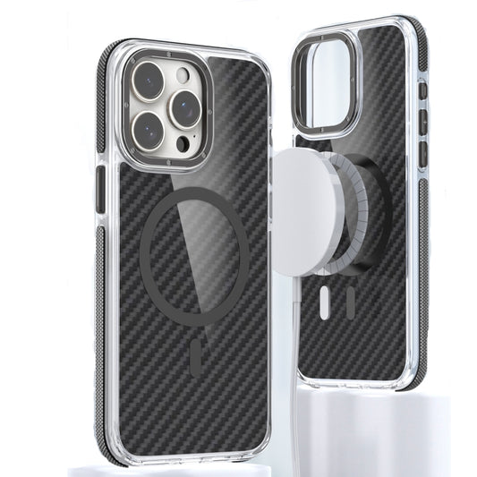 For iPhone 14 Pro Magsafe Dual-Color Carbon Fiber Phone Case(Black) - iPhone 14 Pro Cases by buy2fix | Online Shopping UK | buy2fix