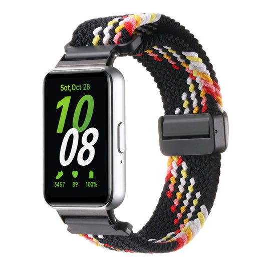 For Samsung Galaxy Fit3 Magnetic Buckle Nylon Braid Watch Band(Colorful Black) - Watch Bands by buy2fix | Online Shopping UK | buy2fix