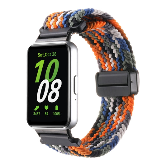 For Samsung Galaxy Fit3 Magnetic Buckle Nylon Braid Watch Band(Colorful Orange) - Watch Bands by buy2fix | Online Shopping UK | buy2fix