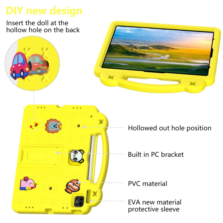 For iPad Air 13 2024 Handle Kickstand Children EVA Shockproof Tablet Case(Yellow) - iPad Air 13 2024 Cases by buy2fix | Online Shopping UK | buy2fix