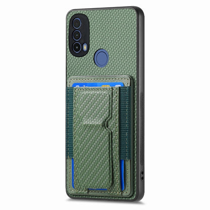 For Motorola Moto G 5G 2024 4G Carbon Fiber Fold Stand Elastic Card Bag Phone Case(Green) - Motorola Cases by buy2fix | Online Shopping UK | buy2fix