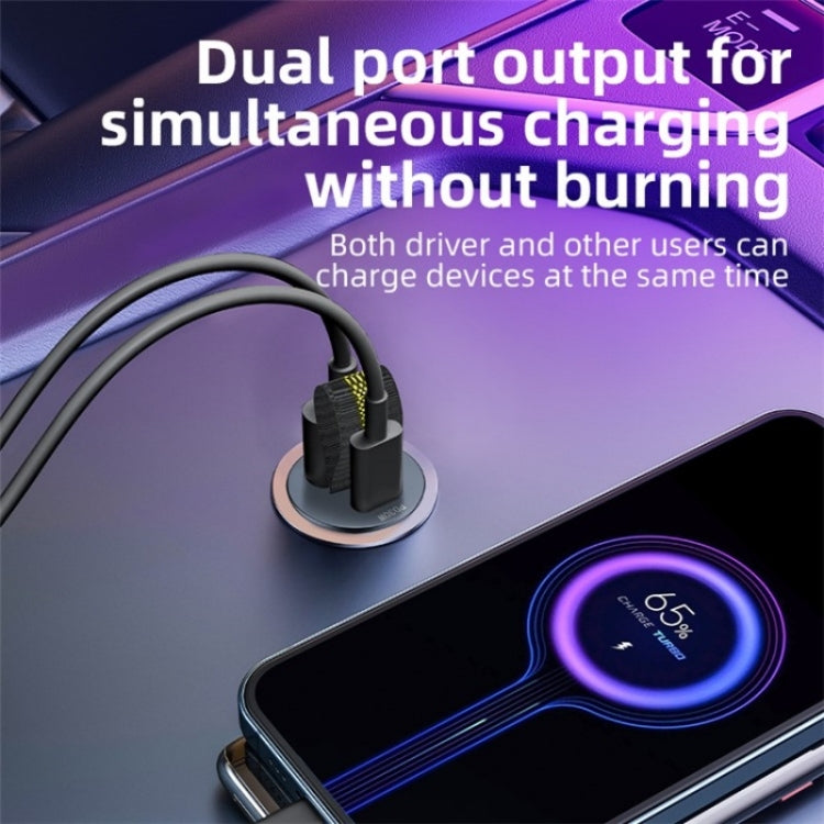 A1 QC 3.0+PD 30W Dual Car Charger Hidden Car Cigarette Lighter Phone Fast Charging Adapter - Car Charger by buy2fix | Online Shopping UK | buy2fix