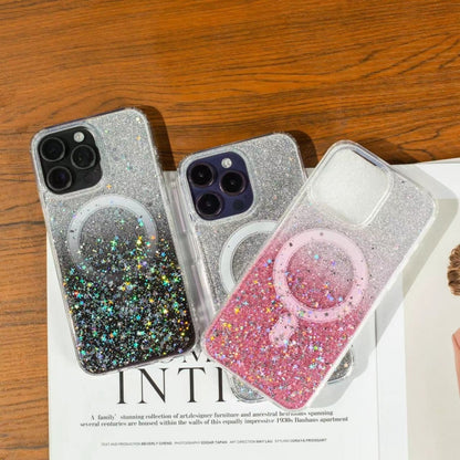 For iPhone 14 Pro Max Gradient Glitter Starry MagSafe Phone Case(Gradient Purple) - iPhone 14 Pro Max Cases by buy2fix | Online Shopping UK | buy2fix