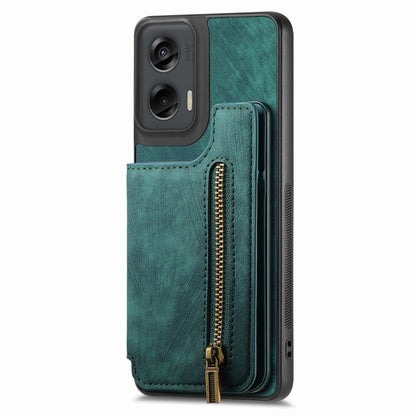 For Motorola G Stylus 5G 2024 Retro Leather Zipper Wallet Back Phone Case(Green) - Motorola Cases by buy2fix | Online Shopping UK | buy2fix