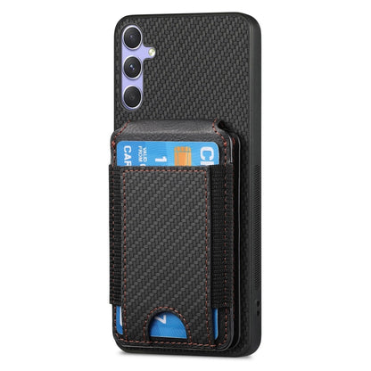 For Samsung Galaxy S25 5G Carbon Fiber Vertical Flip Wallet Stand Phone Case(Black) - Galaxy S25 5G Cases by buy2fix | Online Shopping UK | buy2fix