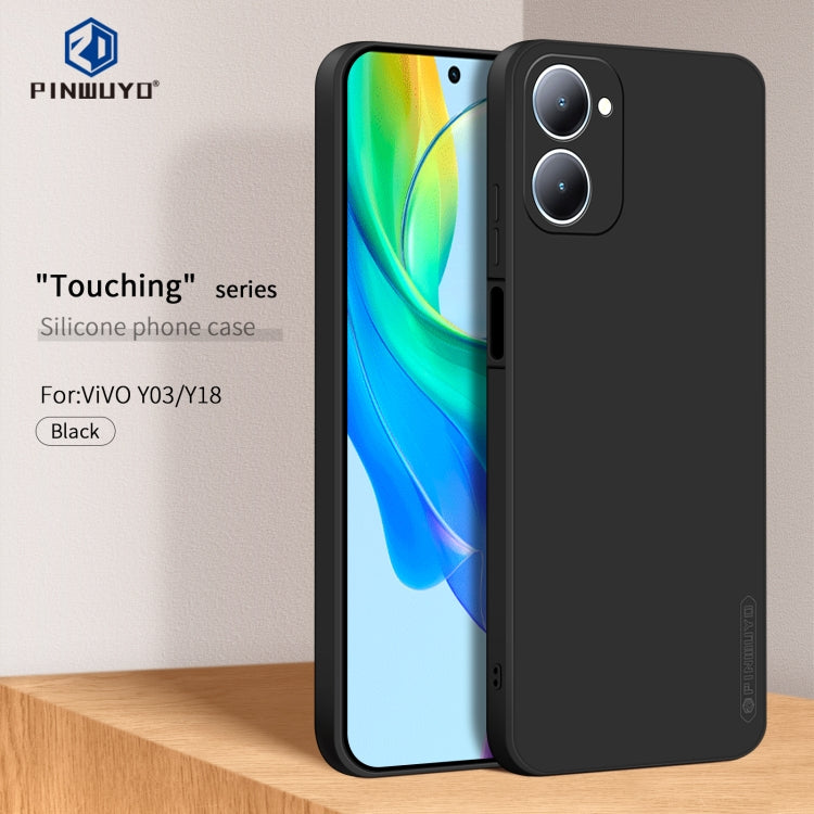 For vivo Y03 / Y18 PINWUYO Sense Series Liquid Silicone TPU Phone Case(Black) - vivo Cases by PINWUYO | Online Shopping UK | buy2fix