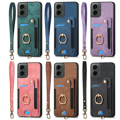 For Motorola Moto G 2024 Retro Skin-feel Ring Multi-card RFID Wallet Phone Case(Brown) - Motorola Cases by buy2fix | Online Shopping UK | buy2fix