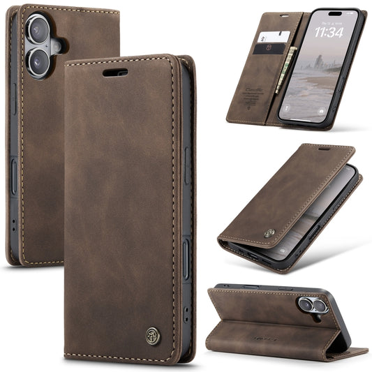 For iPhone 16 CaseMe 013 Multifunctional Horizontal Flip Leather Phone Case(Coffee) - iPhone 16 Cases by CaseMe | Online Shopping UK | buy2fix