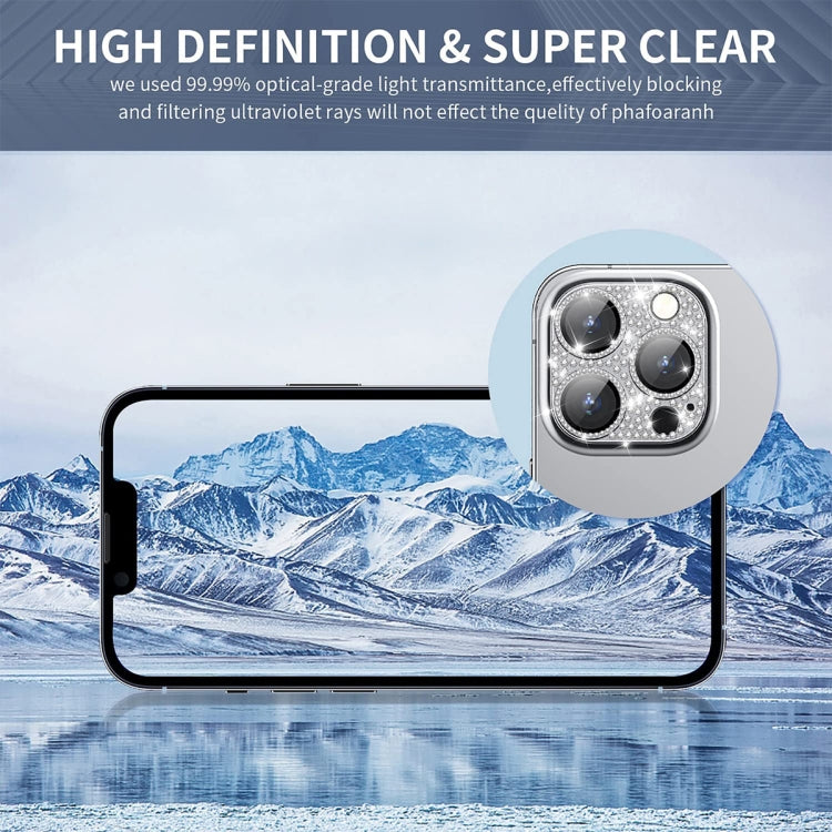 For iPhone 16 / 16 Plus ENKAY Hat-Prince Blink Diamond Camera Lens Aluminium Alloy Tempered Glass Film(Sky Blue) - iPhone 16 Tempered Glass by ENKAY | Online Shopping UK | buy2fix