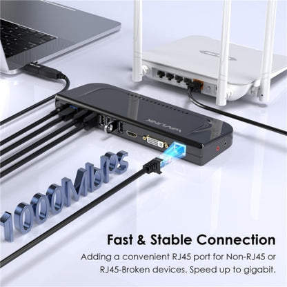 WAVLINK UG49DK4 Universal Laptop Docking Station Dual Monitor Supports DVI / HDMI / VGA(AU Plug) - USB 3.0 HUB by WAVLINK | Online Shopping UK | buy2fix