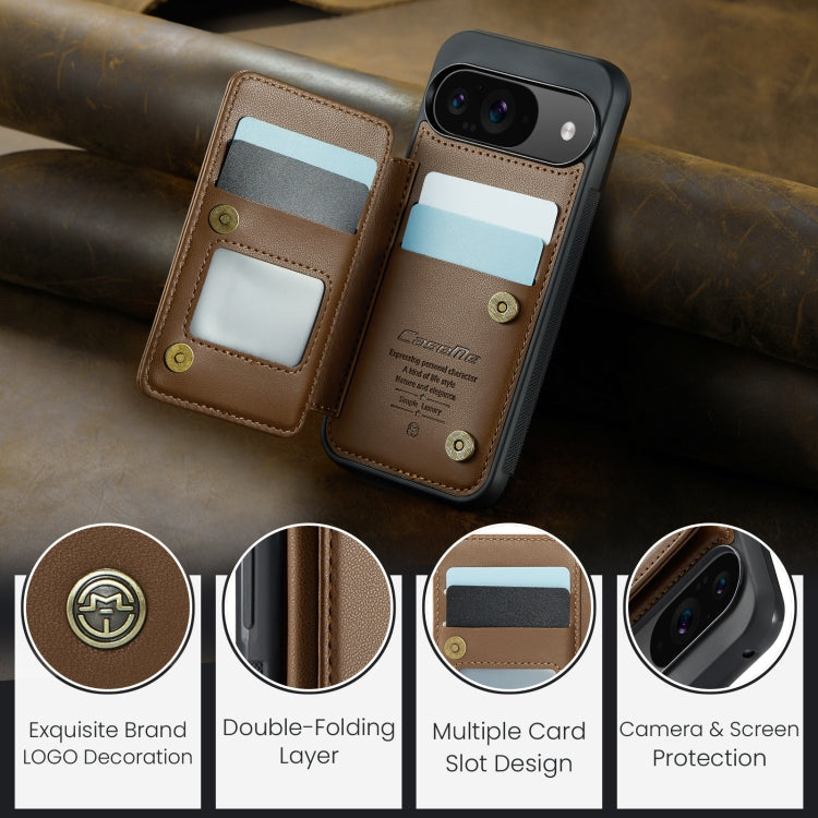 For Google Pixel 9 / 9 Pro CaseMe C22 Card Slots Holder RFID Anti-theft Phone Case(Brown) - Google Cases by CaseMe | Online Shopping UK | buy2fix