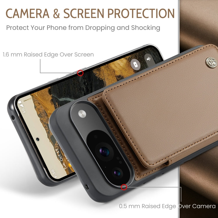 For Google Pixel 9 / 9 Pro CaseMe C22 Card Slots Holder RFID Anti-theft Phone Case(Brown) - Google Cases by CaseMe | Online Shopping UK | buy2fix