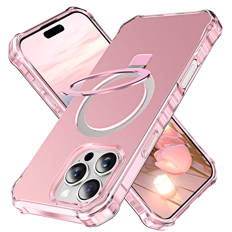 For iPhone 16 Pro Max Solid Color Wave MagSafe Holder Phone Case(Pink) - iPhone 16 Pro Max Cases by buy2fix | Online Shopping UK | buy2fix