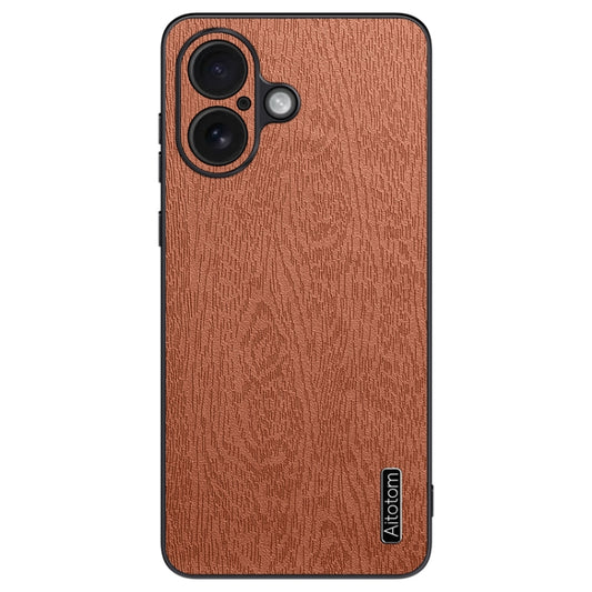 For iPhone 16 Plus Tree Bark Leather Shockproof Phone Case(Brown) - iPhone 16 Plus Cases by buy2fix | Online Shopping UK | buy2fix