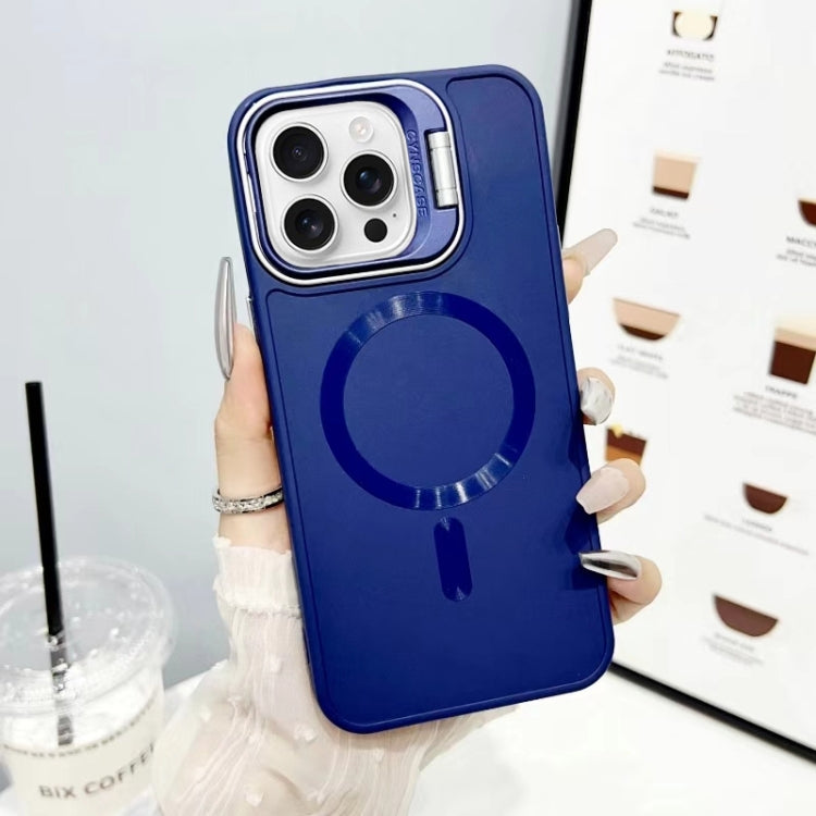 For iPhone 16 Pro Max CD Texture Frosted MagSafe Lens Holder Phone Case(Blue) - iPhone 16 Pro Max Cases by buy2fix | Online Shopping UK | buy2fix