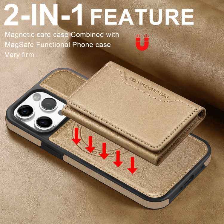 For iPhone 16 Pro Max Shield Multi-functional MagSafe Card Bag Phone Case(Desert Gold) - iPhone 16 Pro Max Cases by buy2fix | Online Shopping UK | buy2fix