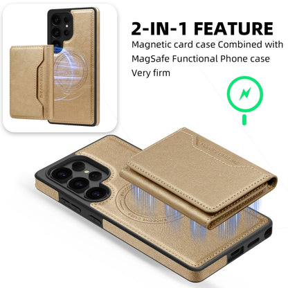 For Samsung Galaxy S25+ 5G Shield Multi-functional MagSafe Card Bag Phone Case(Desert Gold) - Galaxy S25+ 5G Cases by buy2fix | Online Shopping UK | buy2fix